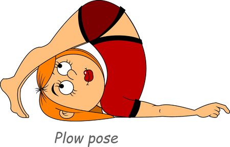 young athlete performs gymnastic exercises, vector and illustrationのイラスト素材