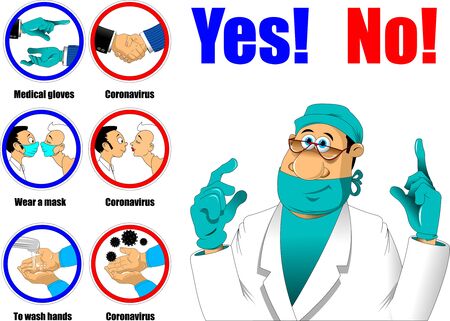 COVID-19 corona virus Infectious disease prevention icon illustration setのイラスト素材