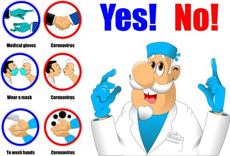 Doctor in a white coat on a background of a poster, vector and illustrationのイラスト素材