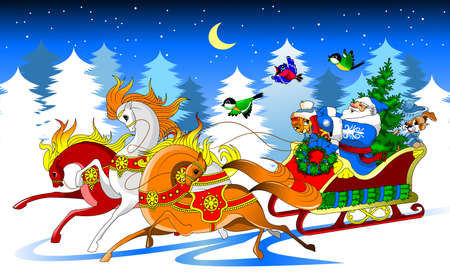 Illustration for Christmas and New Year. Santa Claus. Bag with gifts. Vectorのイラスト素材