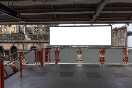 Mock up blank advertising billboard at skytrain station, advertisement conceptの写真素材