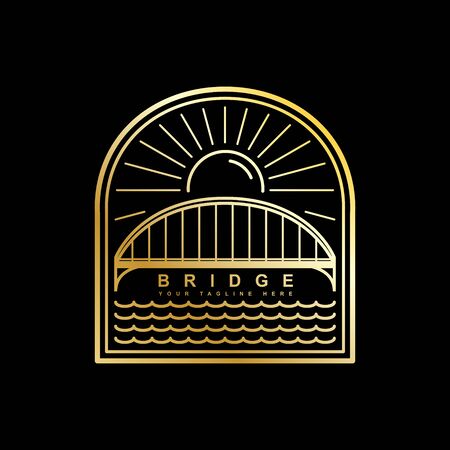 Bridge logo design and sun line art styleのイラスト素材