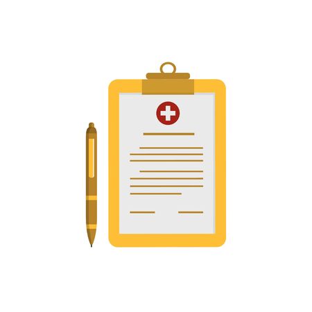 medical clipboard and ballpoint pen design concepts of modern flat style health themesのイラスト素材