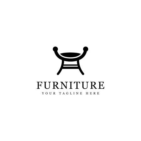 minimalist interior silhouette seat logo isolated white backgroundのイラスト素材