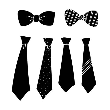 tie collection design silhouette isolated white backgroundのイラスト素材
