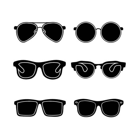 a collection of silhouette design sunglasses isolated from a white backgroundのイラスト素材