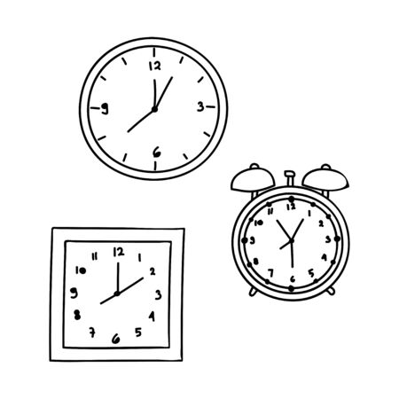 collection of clock outline vector design isolated white backgroundのイラスト素材