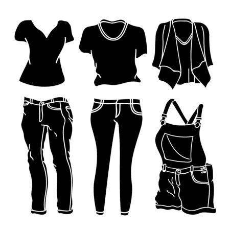 collection of clothing silhouette vector design isolated white backgroundのイラスト素材