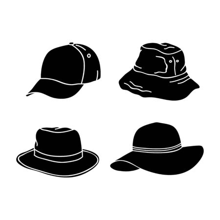 silhouette hat design collection isolated white backgroundのイラスト素材