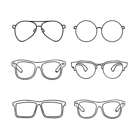 collection of sunglasses outline design isolated white backgroundのイラスト素材