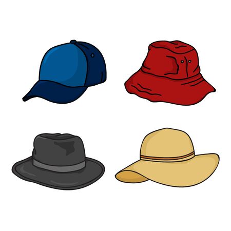 hat icon isolated white background, headgear design for men and womenのイラスト素材