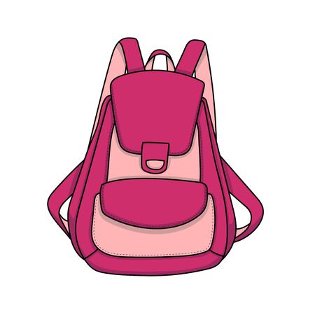 illustration of lady backpack design vector style doodle isolated white background...のイラスト素材