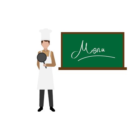 flat design of a professional chef who works to make delicious foodのイラスト素材