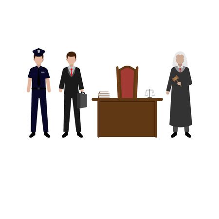 police profession lawyers and judges as law enforcement and justice illustration designのイラスト素材