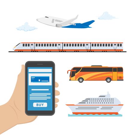 illustration of booking tickets via smart phoneのイラスト素材