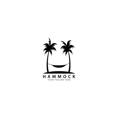 hammock logo design with outdoor palm treesのイラスト素材