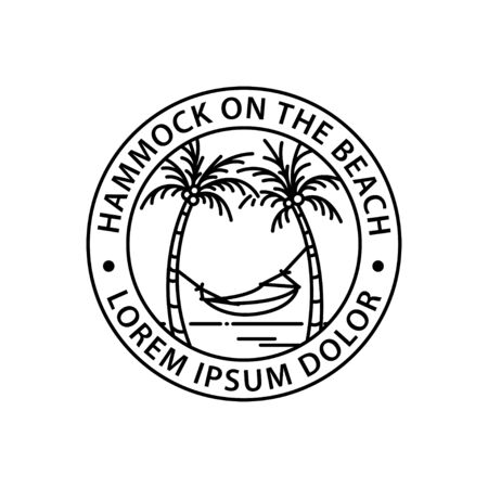 hammock logo round symbol stamp style outline vector designのイラスト素材