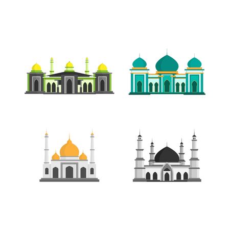 muslim mosque illustration arabic culture different vector design isolated white backgroundのイラスト素材