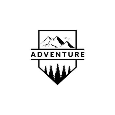 vintage logo badge for mountain camping adventureのイラスト素材