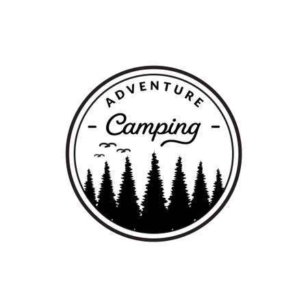 vintage  camping badge, camping in the wildernessのイラスト素材