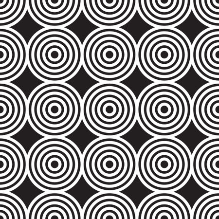 seamless pattern of black and white geometric circlesのイラスト素材