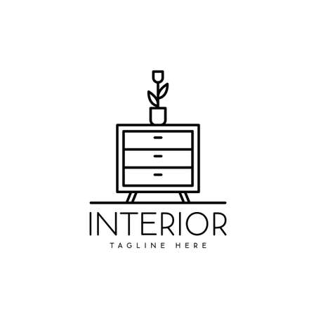logo design silhouette interior nightstand decoration vector illustrationのイラスト素材