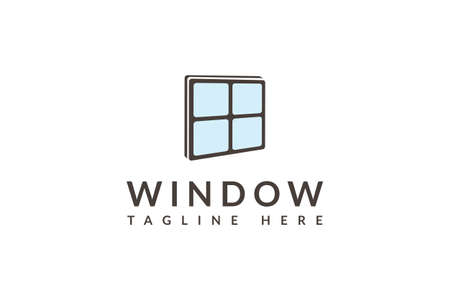 window logo design, glass window symbol design isolated on white backgroundのイラスト素材