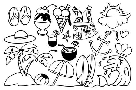 hand drawn holiday doodle style design conceptのイラスト素材