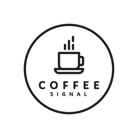 coffee and signal combination logo. simple monoline style designのイラスト素材