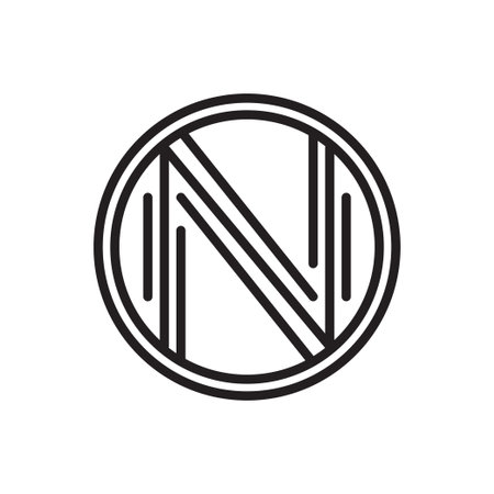 letter n style logo monoline stamp isolated on white backgroundのイラスト素材