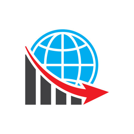 global economic crisis, down arrow symbol design world economic crisis conceptのイラスト素材