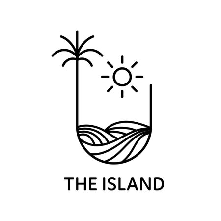 tropical island simple logo beach monoline designのイラスト素材