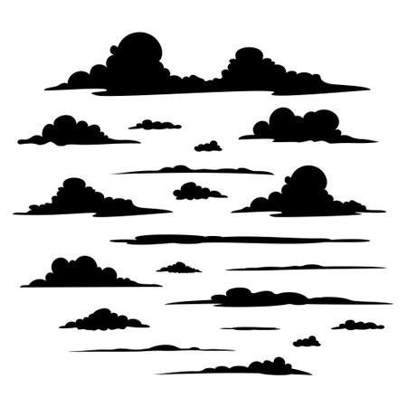 silhouettes of clouds vector design collection of various cloud shapesのイラスト素材