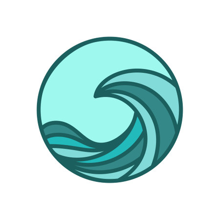 circular blue waves icon logo designのイラスト素材