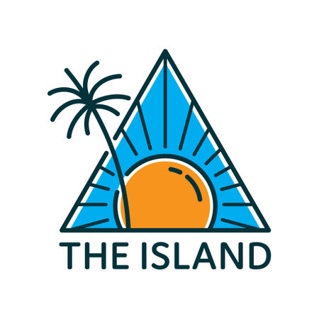island logo design triangle shape summer vacation beach concept vector illustrationのイラスト素材