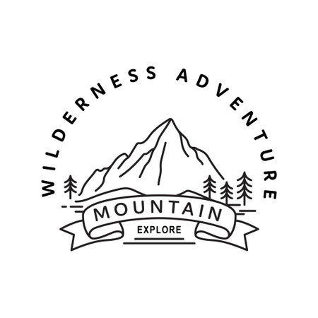 mountain logo simple line art style creative hills vector illustrationのイラスト素材