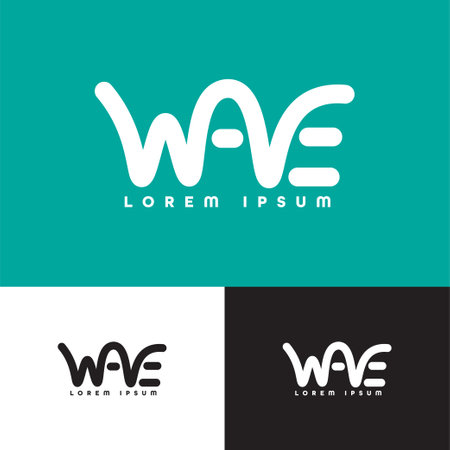 wave wordmark design, wave vector logo concept design templateのイラスト素材