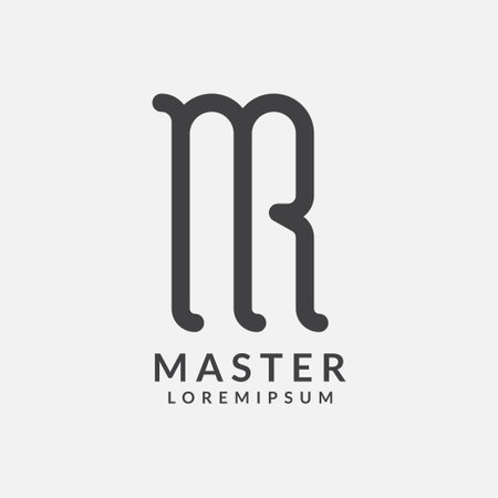 MR line art logo, minimalist abstract initial letter MR logoのイラスト素材
