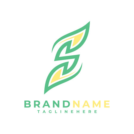 Initial letter S with leaf logo design vector illustrationのイラスト素材
