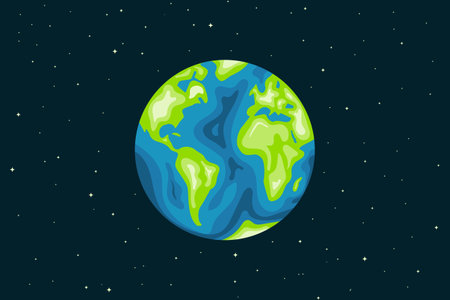 Earth globe point of view from outer space isolated dark background vector illustrationのイラスト素材