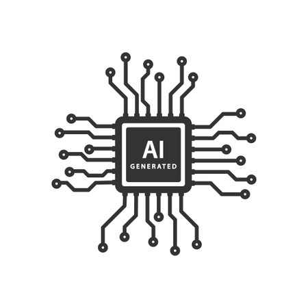 Creative logo of artificial intelligence combined with processor chip isolated on white backgroundのイラスト素材