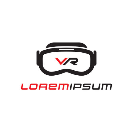 Virtual reality logo template design vector, VR letter logo design with creative modernのイラスト素材