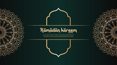 Greeting card design for Ramadan Kareem, Islamic Background with mandalaのイラスト素材