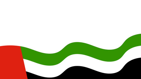 Dynamic abstract background featuring the wavy colors of the United Arab Emirates flag, ideal for patriotic themesのイラスト素材