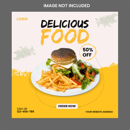 Social media post about foodのイラスト素材
