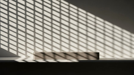 Title: showing title: minimalist black and white shadow play on textured surface with geometric lines. resolution use.の素材