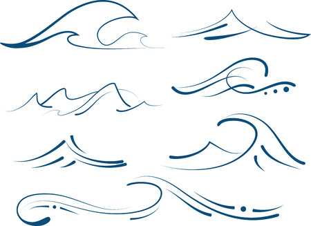 vector set of pinstripe wavesのイラスト素材