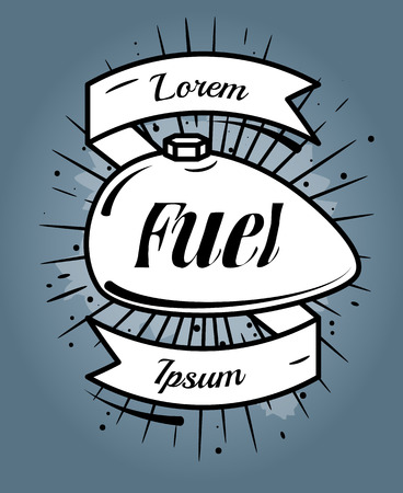 stylized retro label with moto gas tank and ribbonのイラスト素材