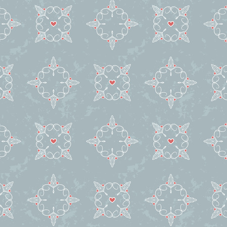 hearts and lines stilized pinstriping simple seamless pattern with the grunge elementsのイラスト素材