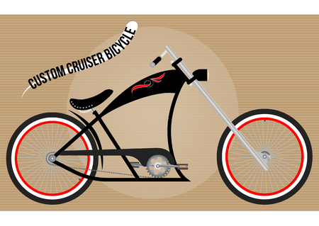 custom chopper cruiser bicycle, color vector illustrationのイラスト素材